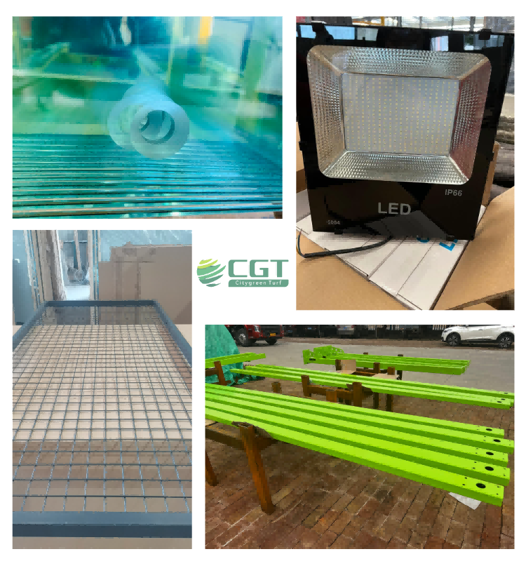 Componentes estructurales de vidrio y acero para pistas de pádel diseñados para ofrecer rendimiento y durabilidad.