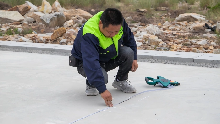 Evaluaci&oacute;n del terreno para la instalaci&oacute;n de un campo de f&uacute;tbol de c&eacute;sped artificial antes de la construcci&oacute;n.